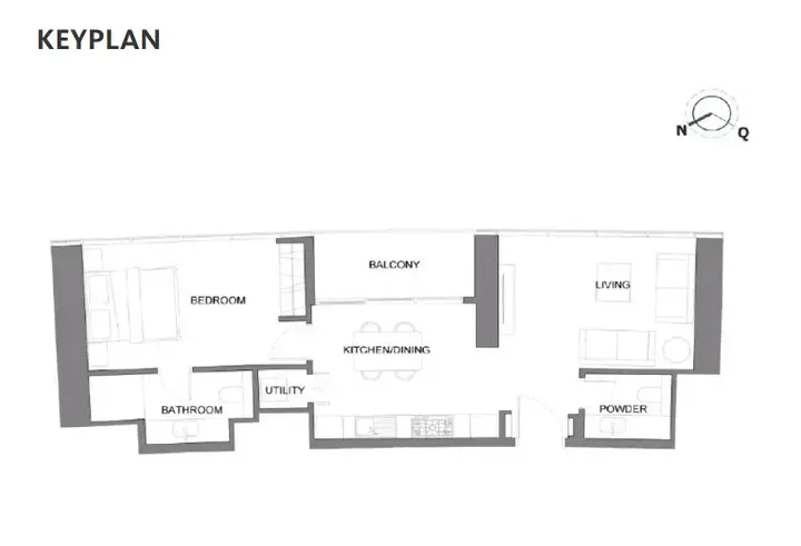 1 BR floor plan