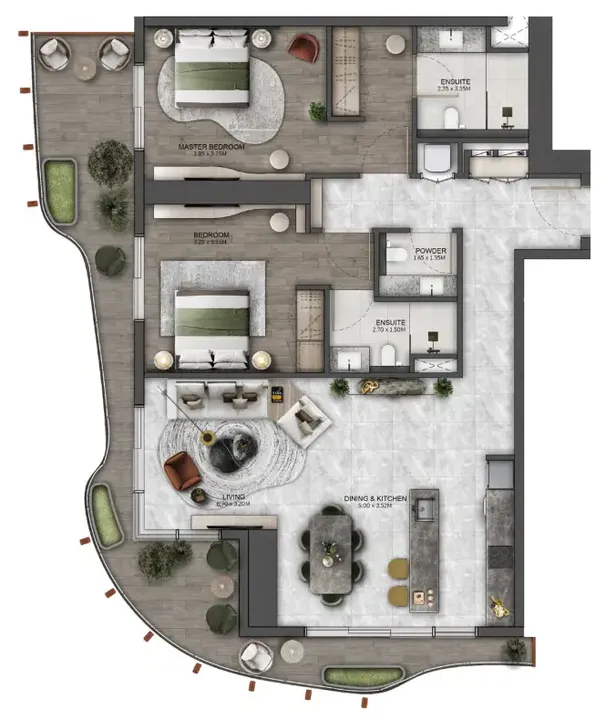 2 BR floor plan