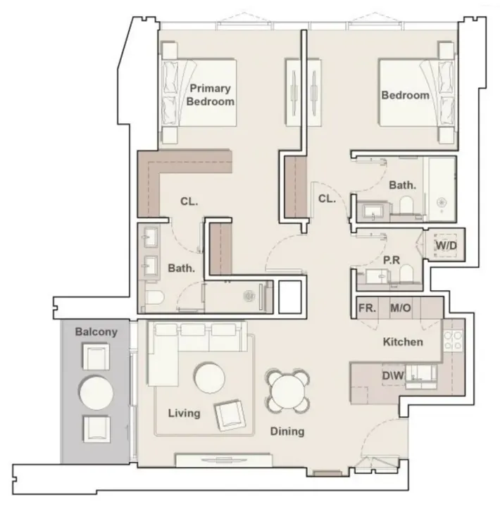 2 BR floor plan