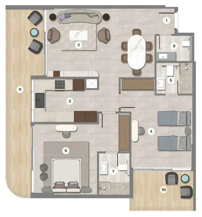 2 BR floor plan