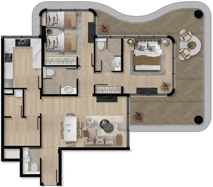 2 BR floor plan