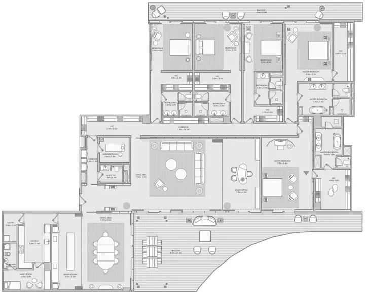 5 BR floor plan