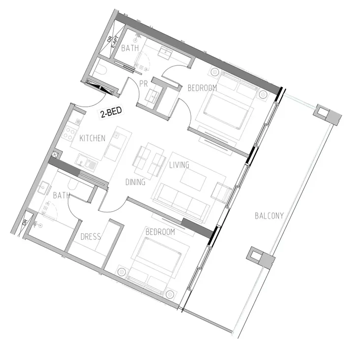 2 BR floor plan