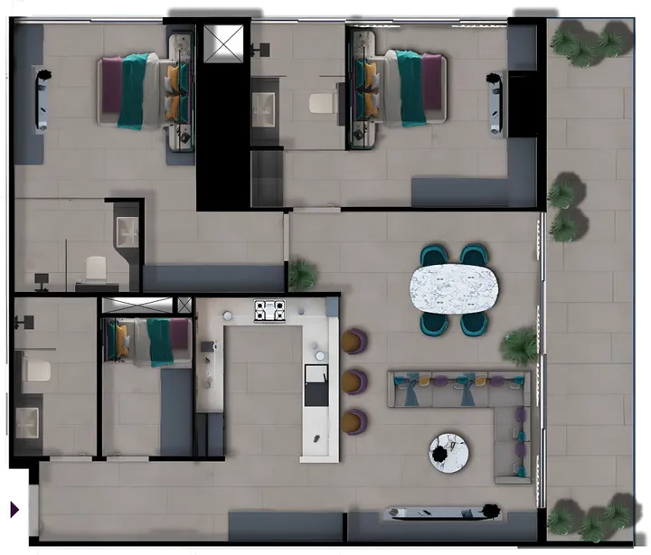 2 BR floor plan