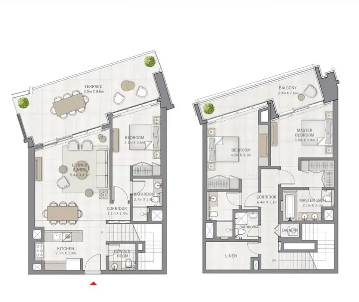 3 BR floor plan