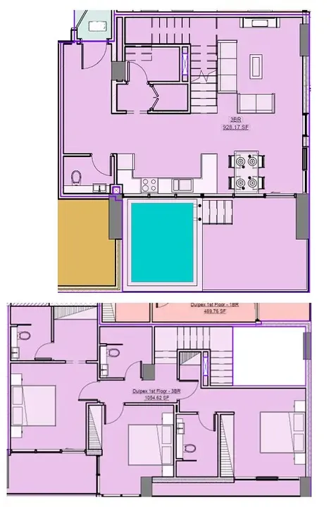 3 BR floor plan