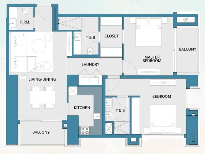 2 BR floor plan