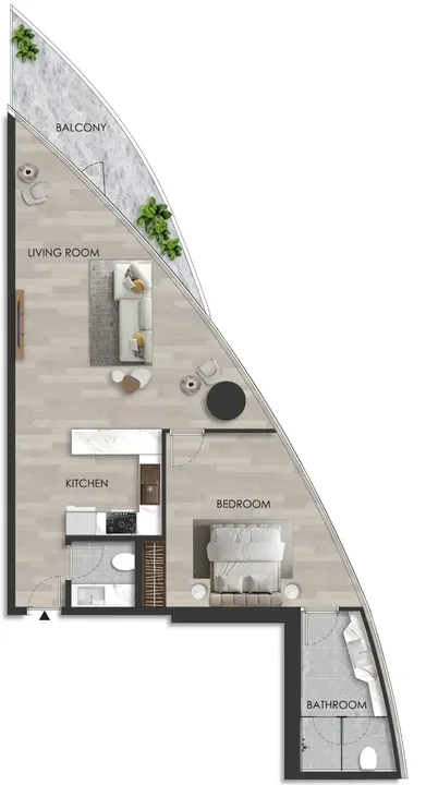 1 BR floor plan