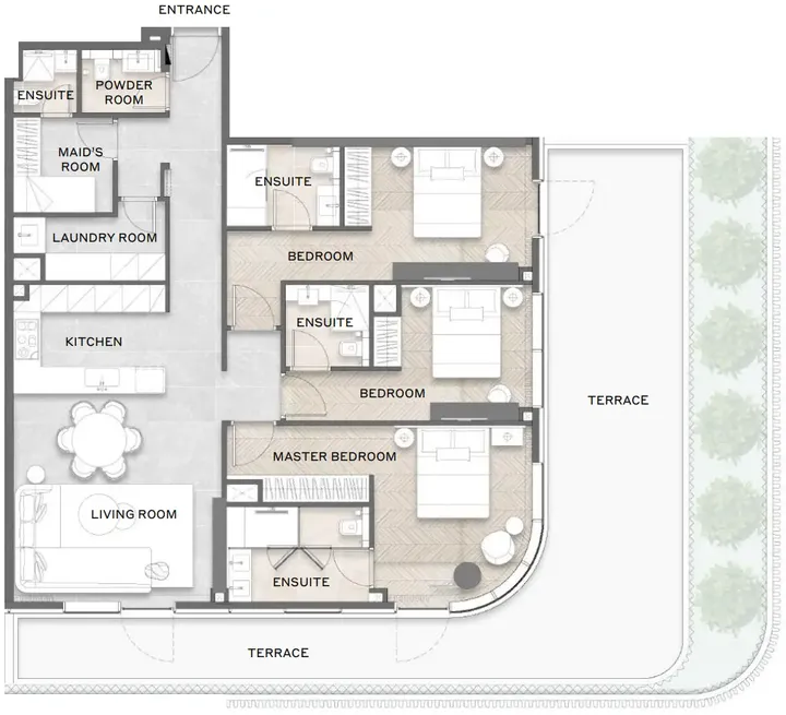 3 BR floor plan