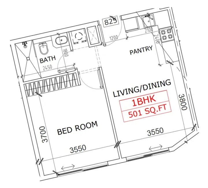 1 BR floor plan