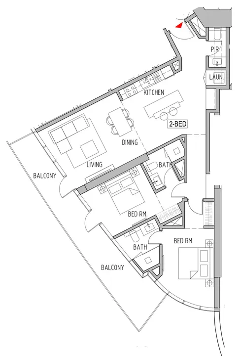 2 BR floor plan