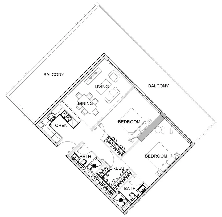 2 BR floor plan