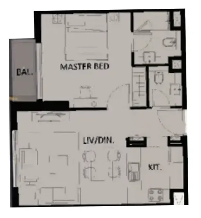 1 BR floor plan