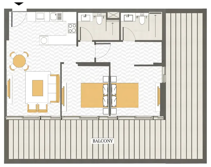 2 BR floor plan