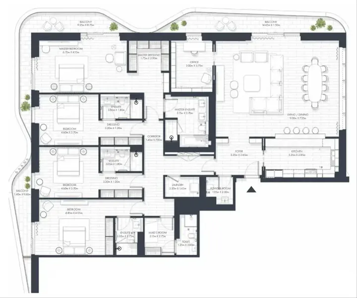 4 BR floor plan