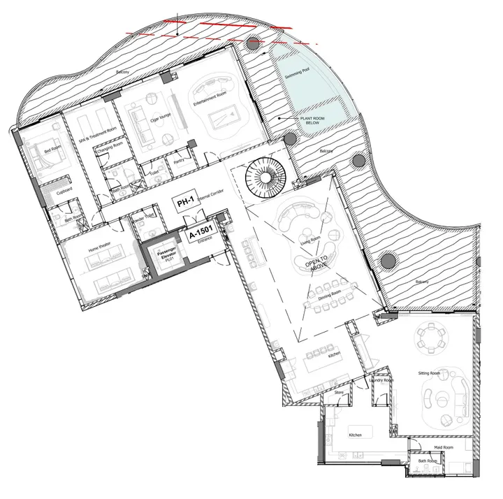 6 BR floor plan
