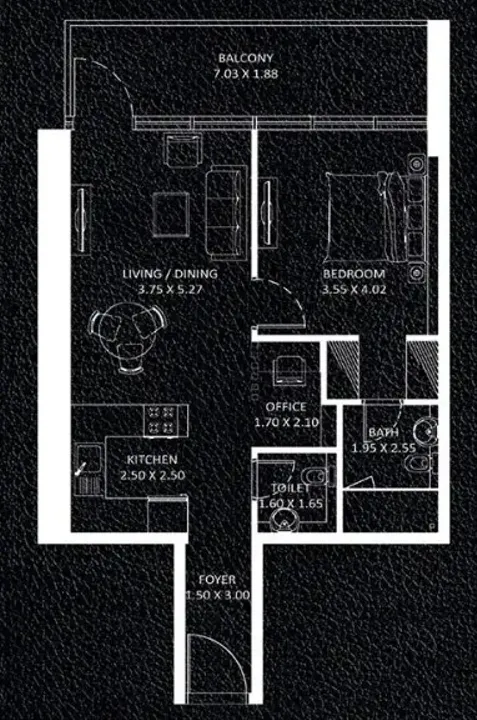 1 BR floor plan