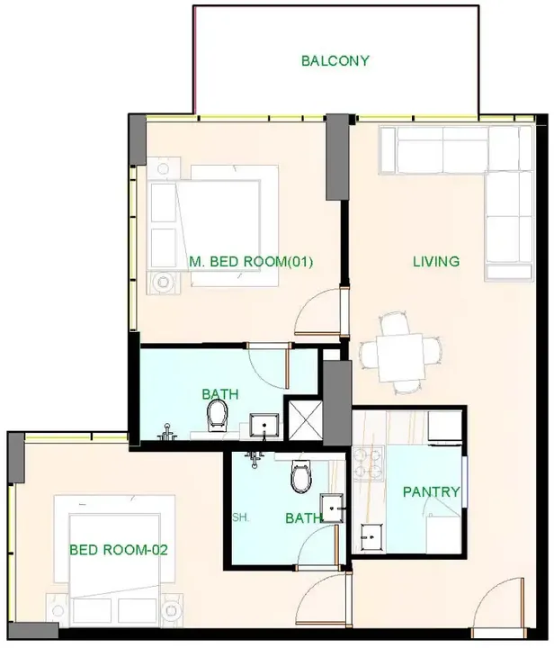 2 BR floor plan