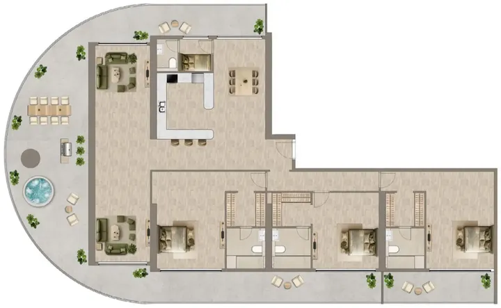 3 BR floor plan