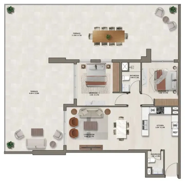 2 BR floor plan