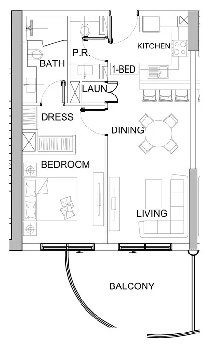 1 BR floor plan