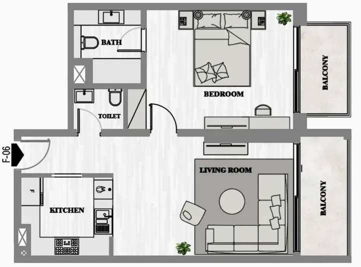 1 BR floor plan