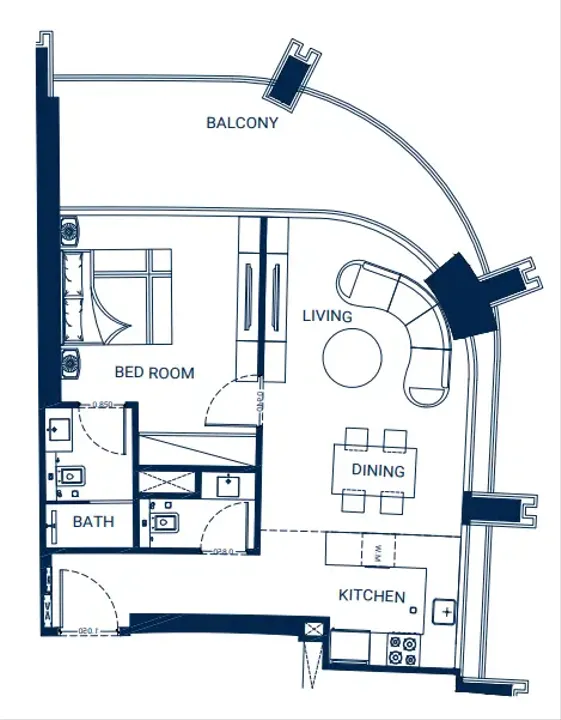 1 BR floor plan