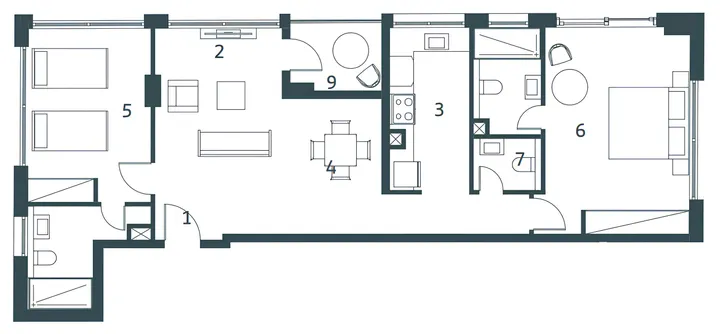 2 BR floor plan