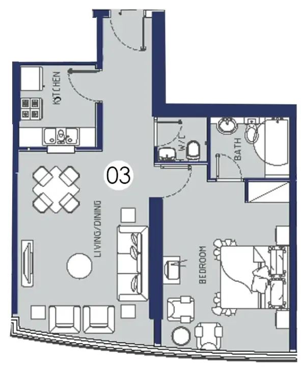 1 BR floor plan