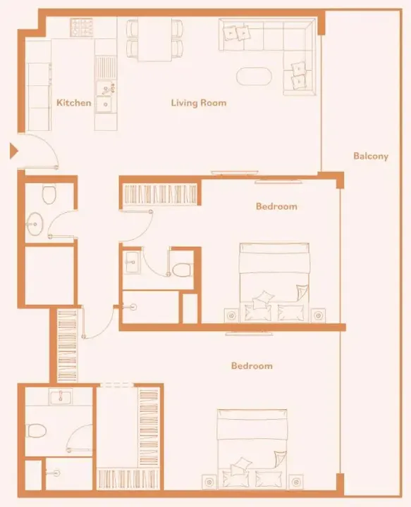 2 BR floor plan