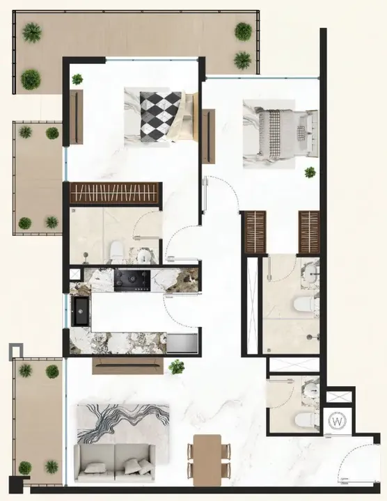 2 BR floor plan