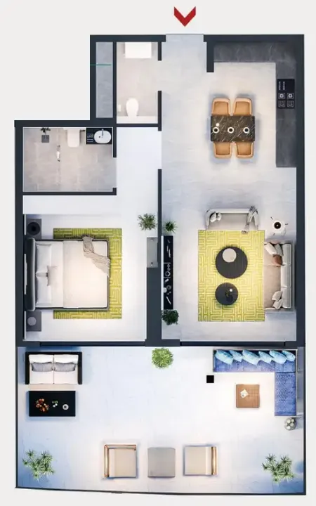 1 BR floor plan