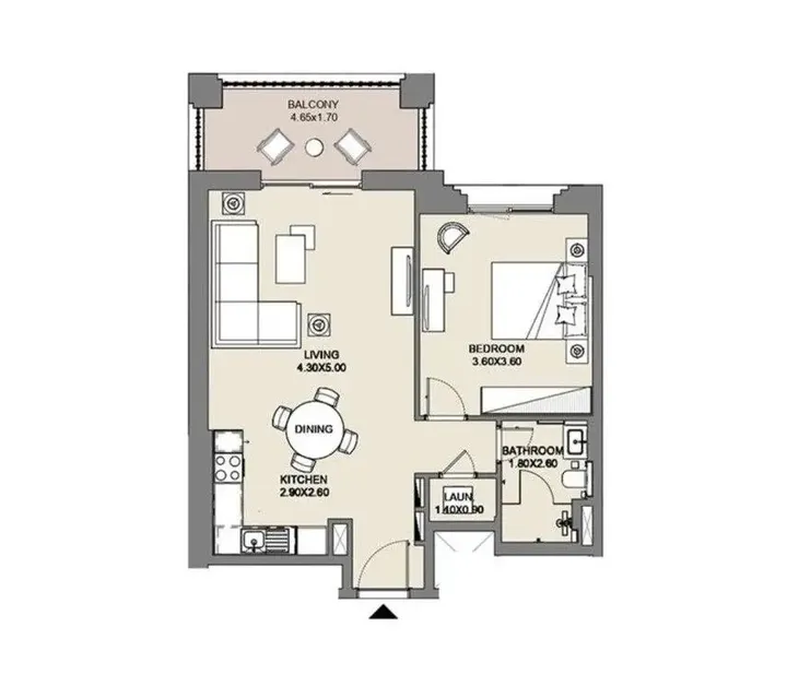 1 BR floor plan