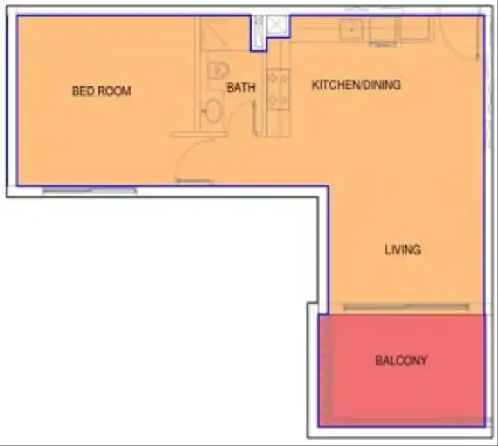 1 BR floor plan