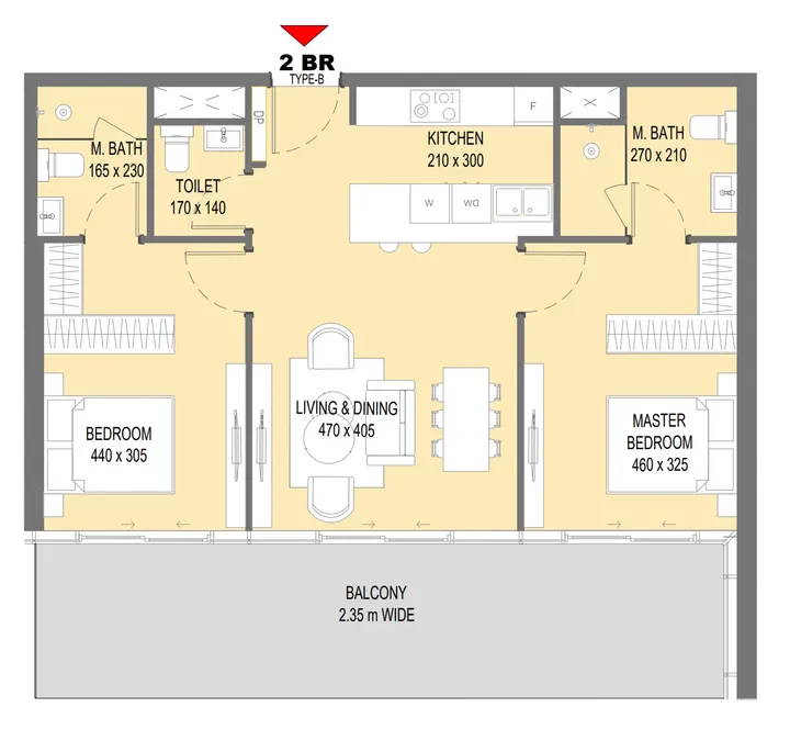 2 BR floor plan