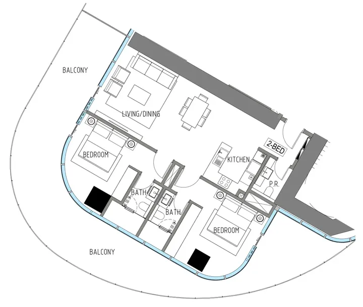 2 BR floor plan