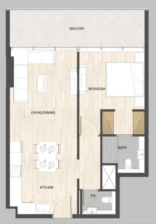 1 BR floor plan