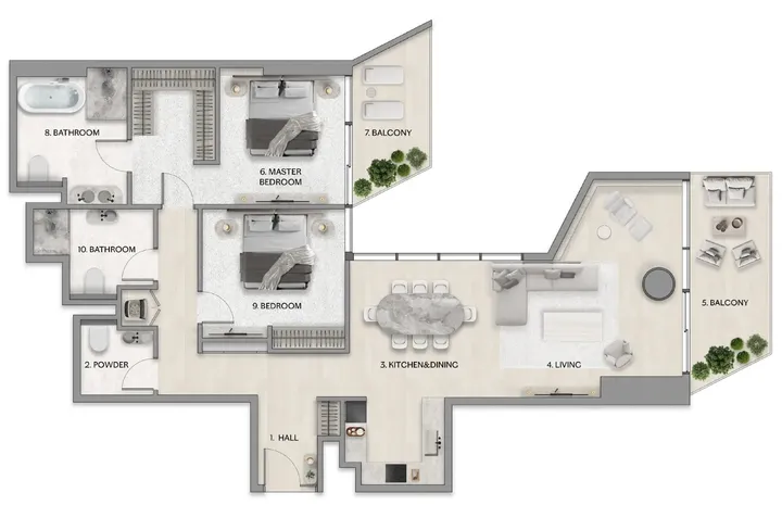 2 BR floor plan