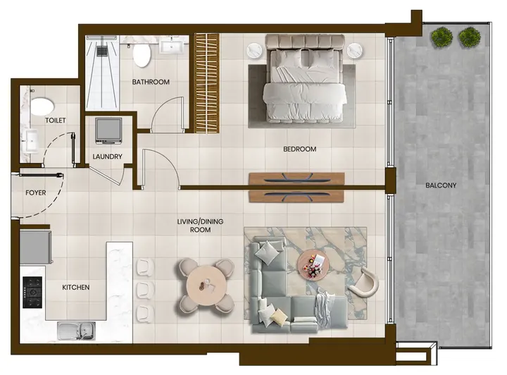 1 BR floor plan