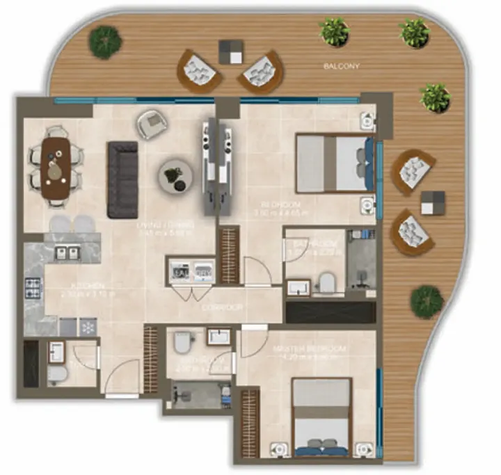 2 BR floor plan