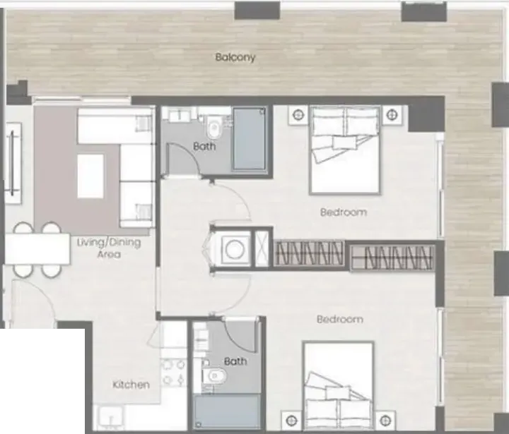 2 BR floor plan
