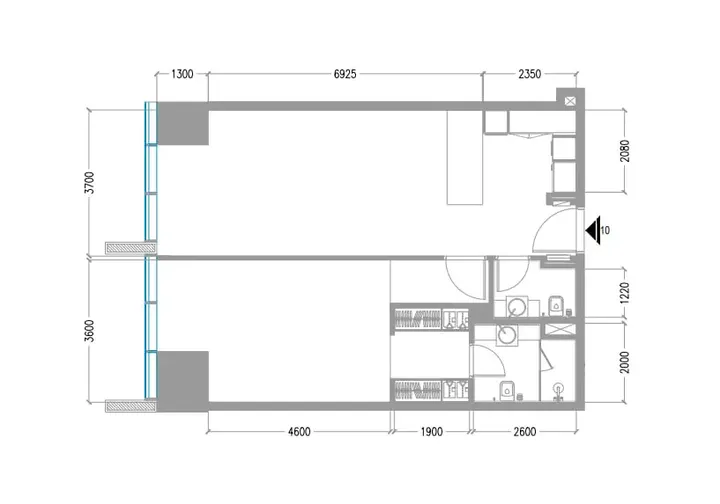 1 BR floor plan