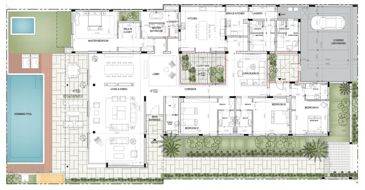 4 BR floor plan