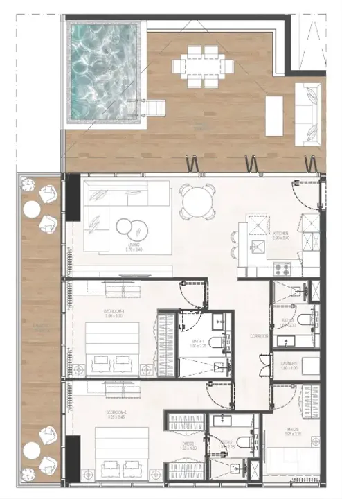 2 BR floor plan