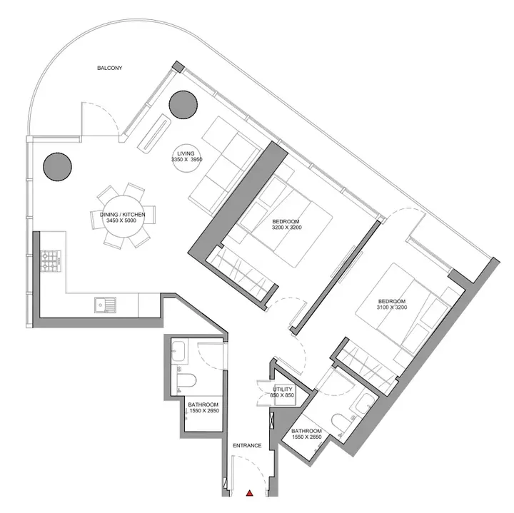 2 BR floor plan