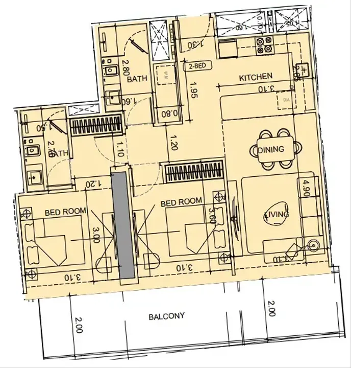 2 BR floor plan