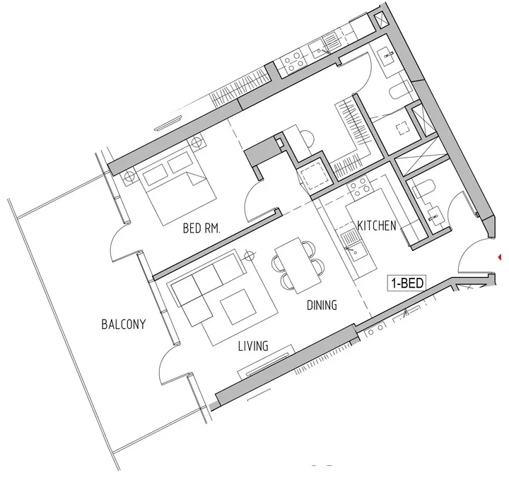 1 BR floor plan