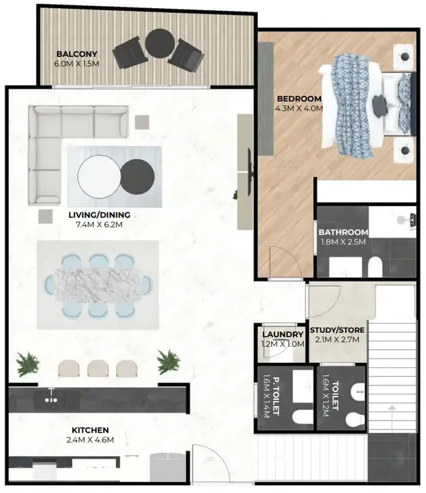 3 BR floor plan