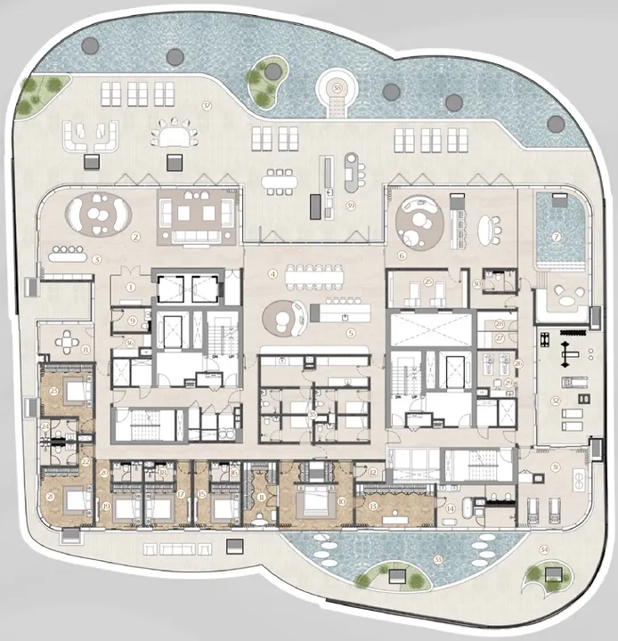 6 BR floor plan