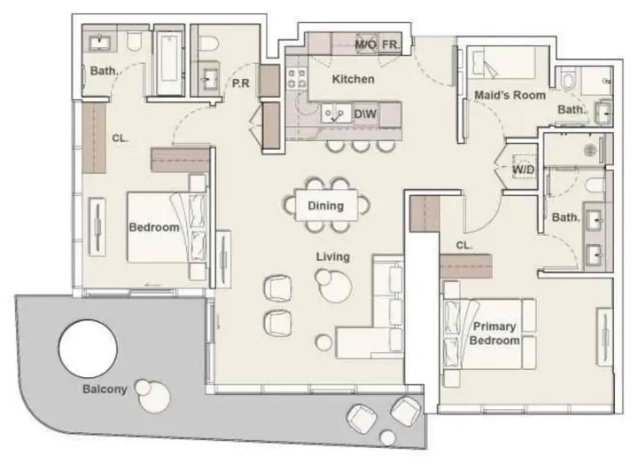 2 BR floor plan